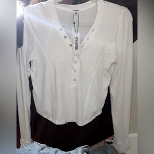 White Garage crop top, Size L.